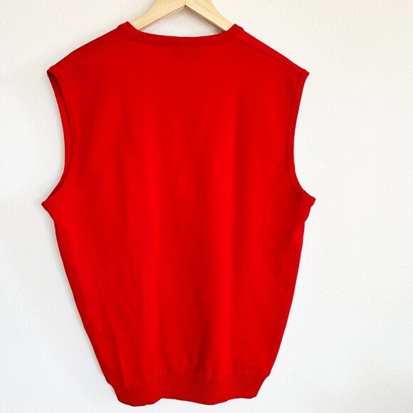 St Croix Vest Red Knit V-Neck Sweater Vest Cotton Blend Made In USA - Picture 5 of 9